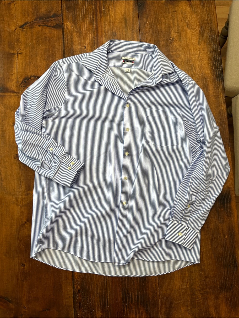 Van Heusen Blue Striped Button Down Men's Dress Shirt 16 1/2 32/33